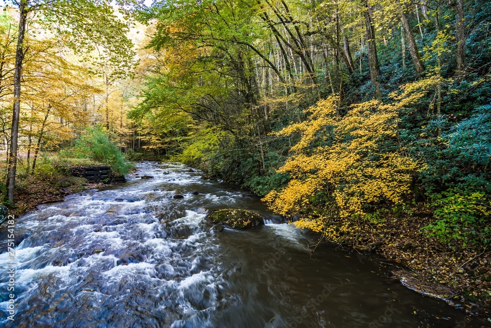 picturesque scenery from virginia creeper trail in autumn