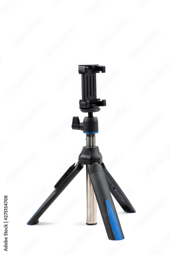 Tripod for cellphone isolated on white, vertical
