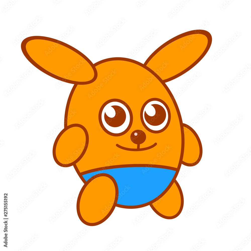 Cartoon kind yellow hare standing on a white background.