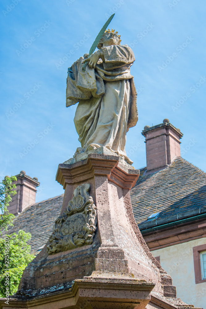 Statue at Westwork (Westwerk) Monastery Corvey (Kloster Corvey ) UNESCO world heritage (Weltkulturerbe) Höxter North Rhine-Westphalia Germany