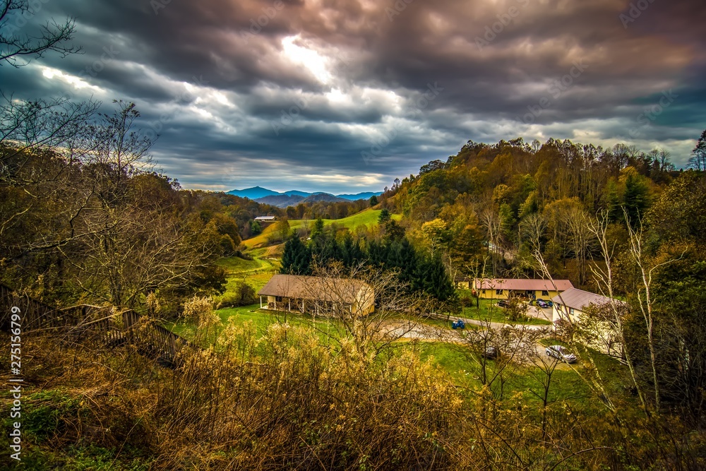 picturesque scenery from virginia creeper trail in autumn