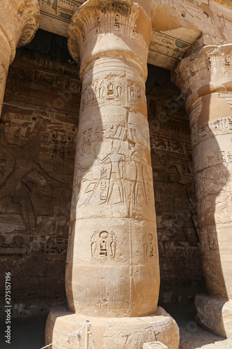 Column in Medinet Habu Temple in Luxor, Egypt