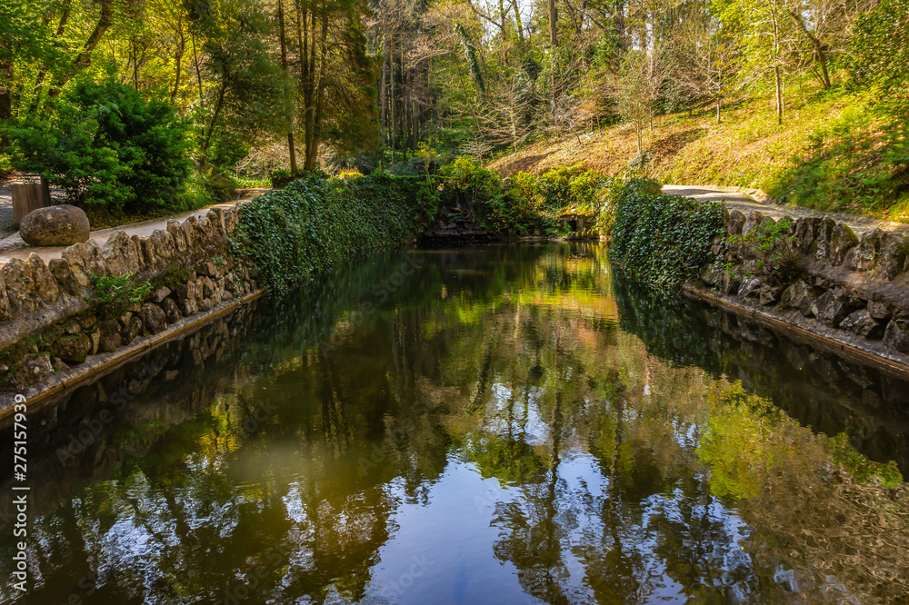 Pond in Pena gardens in historical town of Sintra Pond in Pena gardens in historical town of Sintra