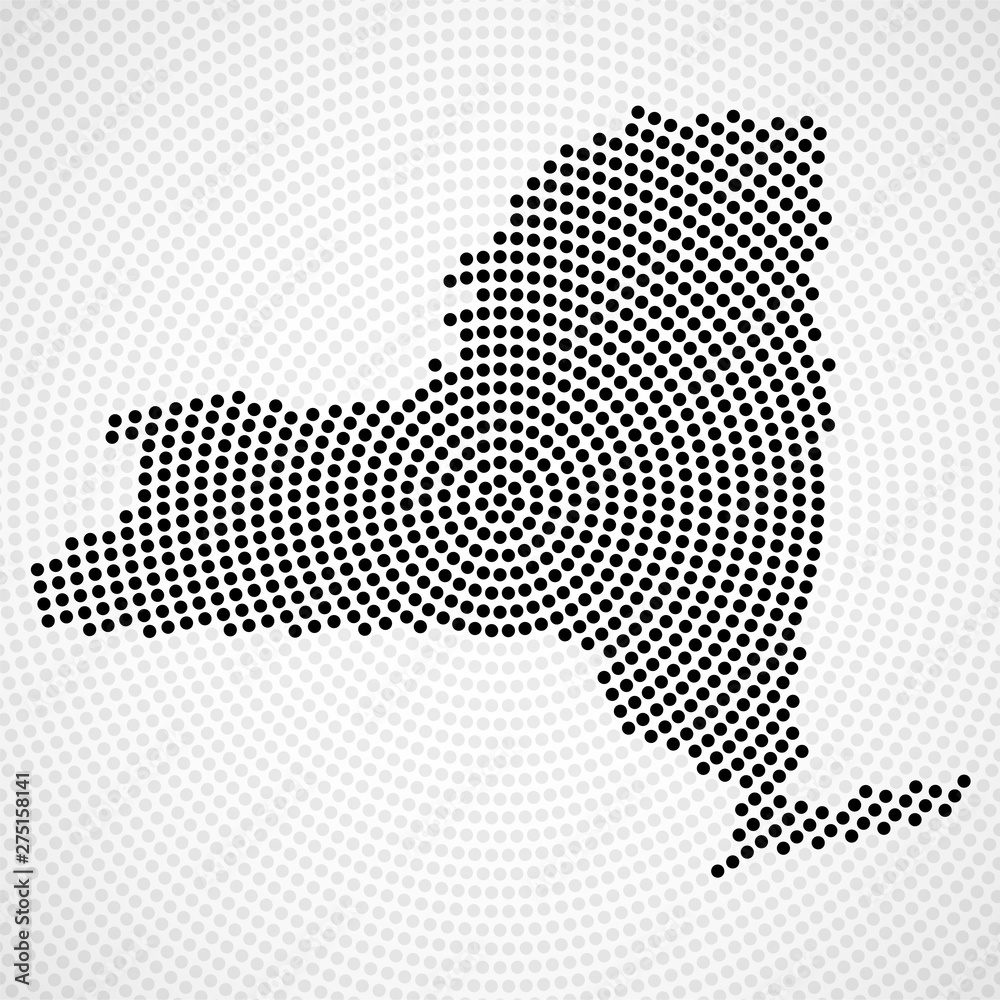 Abstract map New York of radial dots, halftone concept. Vector illustration, eps 10