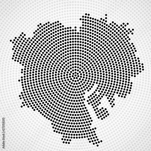 Abstract map Tokyo of radial dots, halftone concept. Vector illustration, eps 10