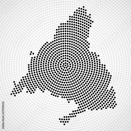 Abstract map Madrid of radial dots, halftone concept. Vector illustration, eps 10