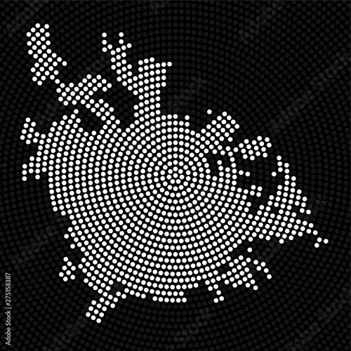 Abstract map Rome of radial dots, halftone concept. Vector illustration, eps 10