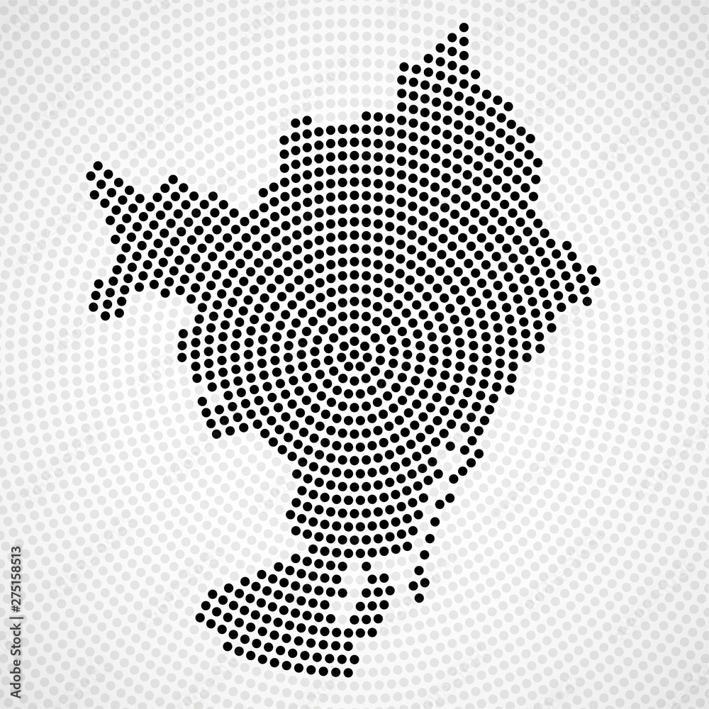 Obraz premium Abstract map Barcelona of radial dots, halftone concept. Vector illustration, eps 10