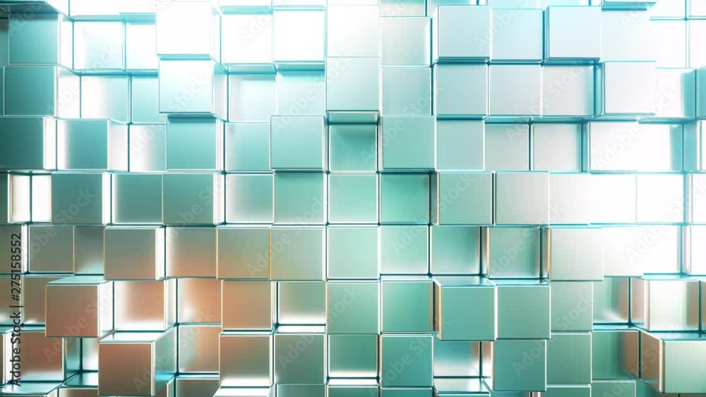 Smooth metallic square bars, loopable 3D animation