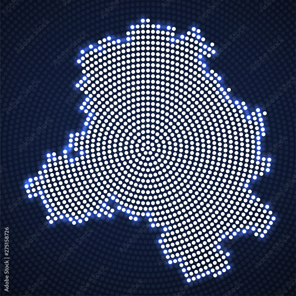 Abstract map Delhi of glowing radial dots, halftone concept. Vector illustration, eps 10