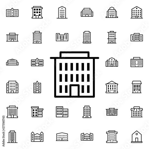 Building icon. Universal set of buildings for website design and development, app development