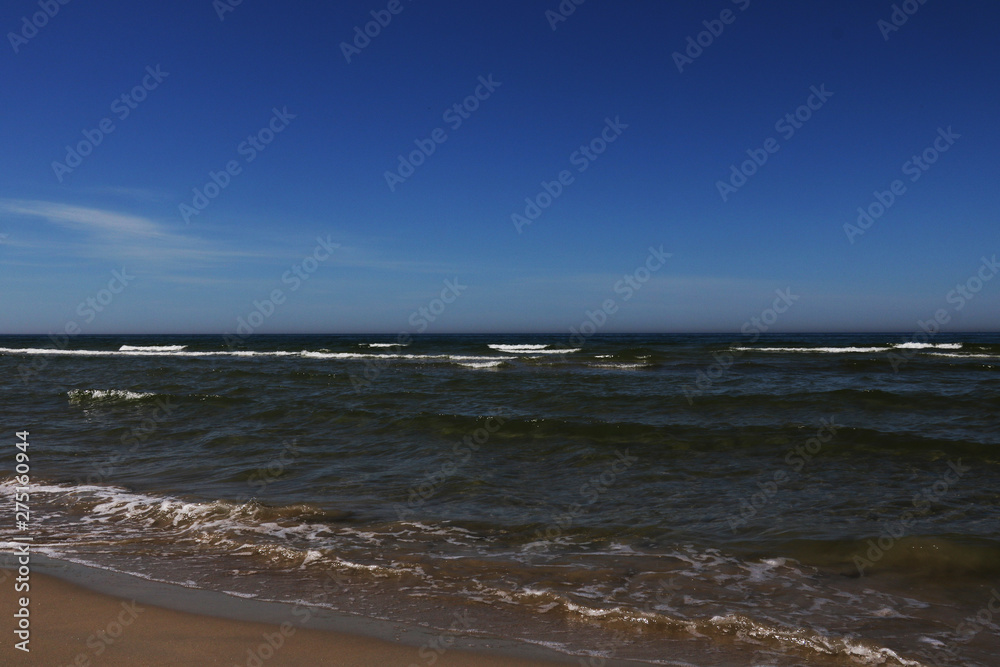 Beach on the Baltic Sea shore on a sunny day in Palanga