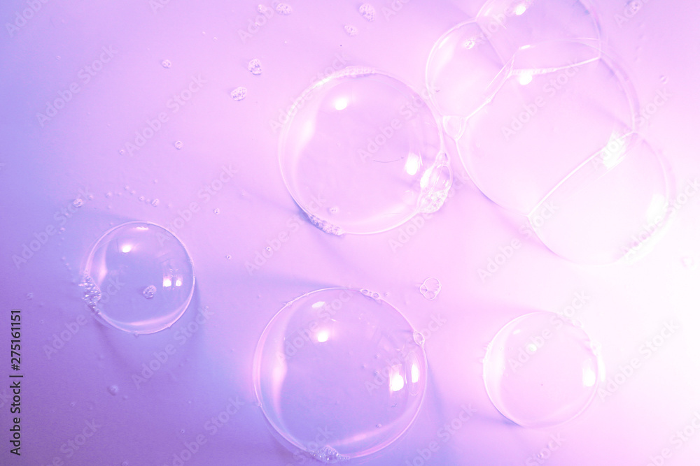 Beautiful abstract close up color pink white and purple soap bubbles background and wallpaper