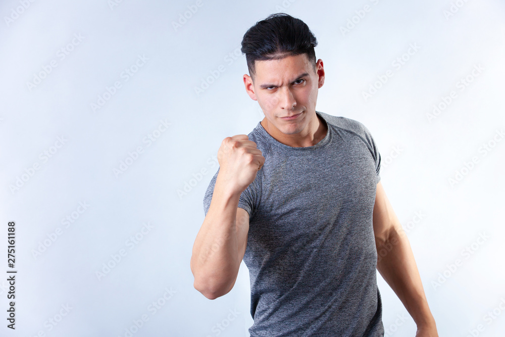 Fototapeta premium emotional guy on a light background