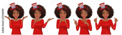 Surprised woman in 4th july headband collection isolated vector illustration