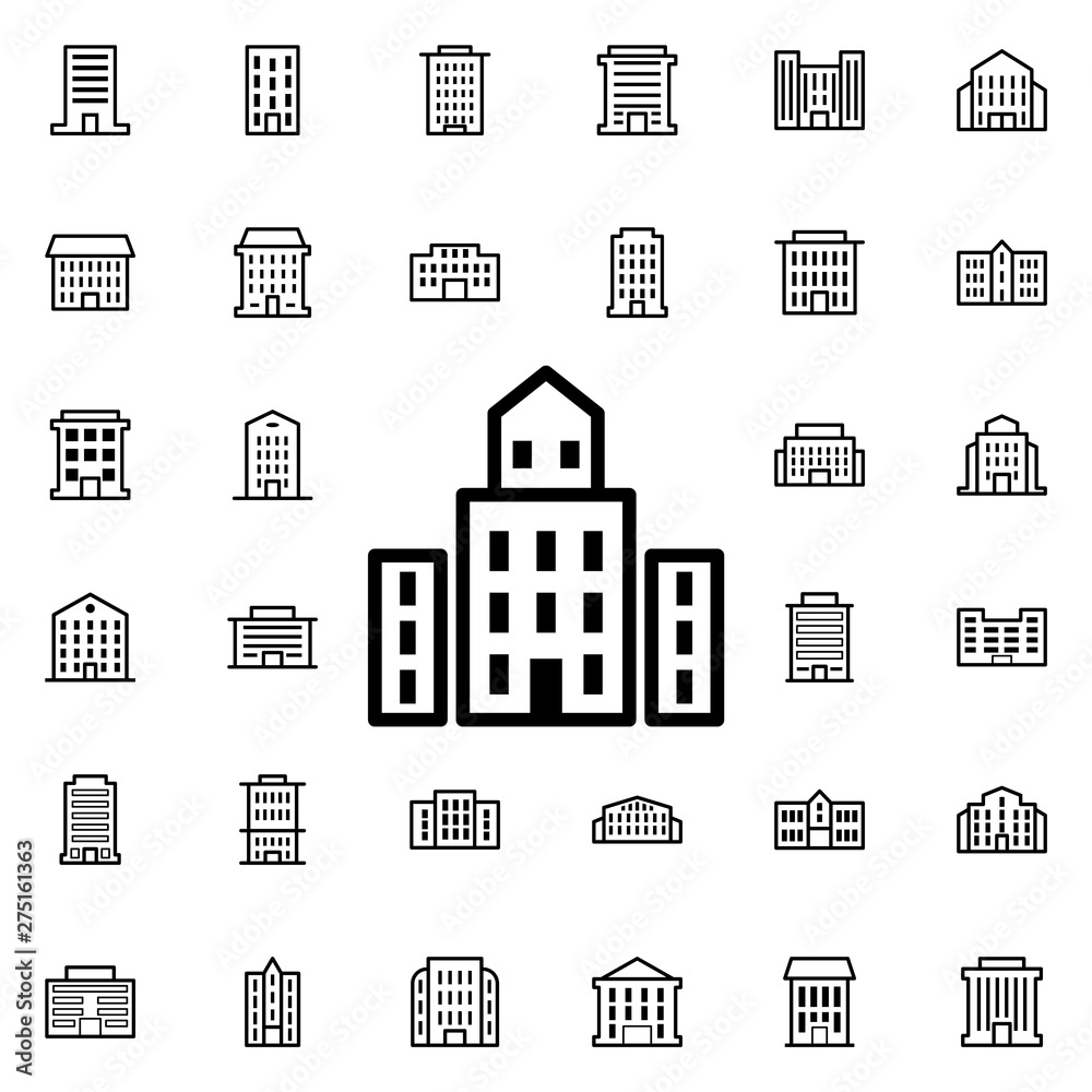 Office building icon. Universal set of buildings for website design and development, app development