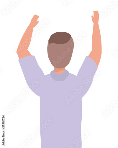 Isolated man seen from behind design
