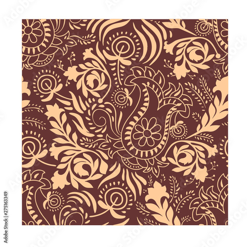 Seamless pattern traditional batik is printed by hand-made giving a feel ethnic, retro, classic vintage for Background, carpet, wallpaper, clothing, wrapping, fabric, batik, and vector illustration.