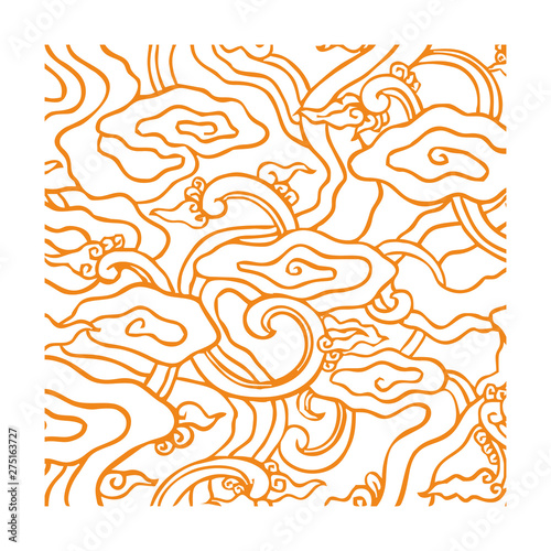 Seamless pattern traditional batik is printed by hand-made giving a feel ethnic, retro, classic vintage for Background, carpet, wallpaper, clothing, wrapping, fabric, batik, and vector illustratio