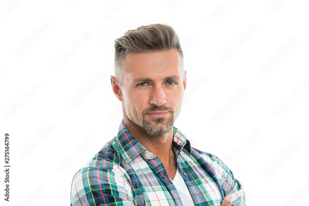 Male natural beauty. Deal with gray roots. Man attractive well groomed facial hair. Barber shop concept. Grizzle hair suits him. Barber hairdresser. Man mature good looking model. Anti ageing