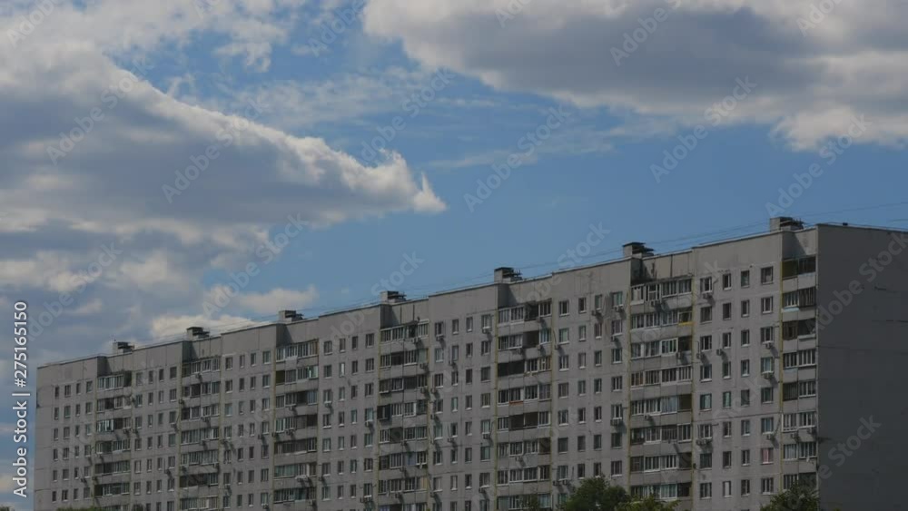 Blue Sky Withing Clouds And Building Timelapse. Blue Sky Withing Clouds And Building Timelapse.