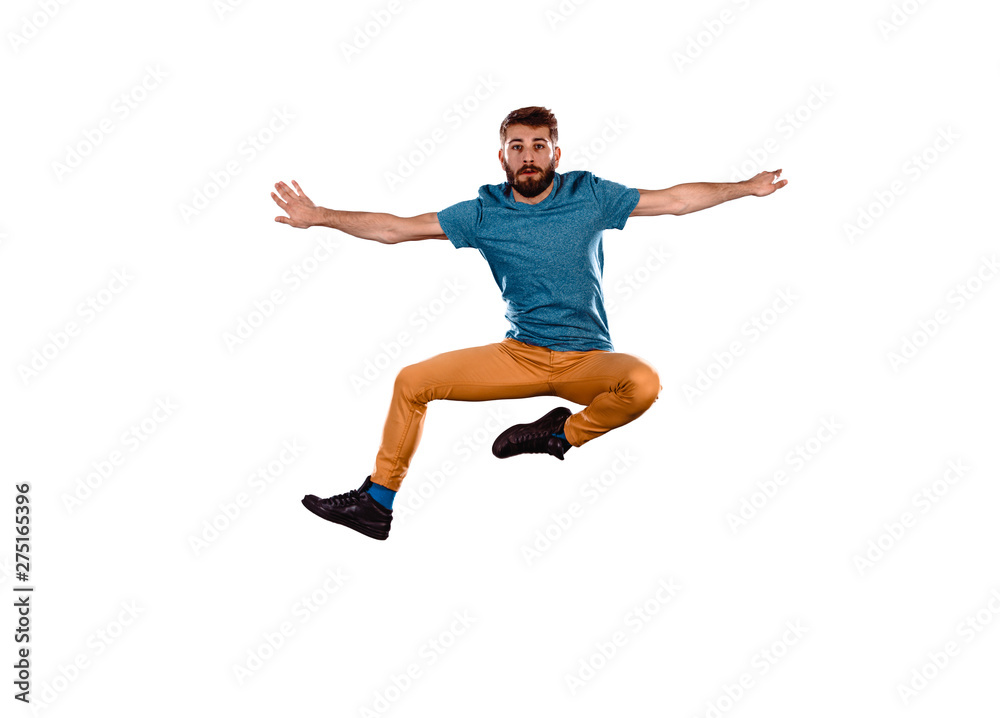 Man perform dancing while jumping