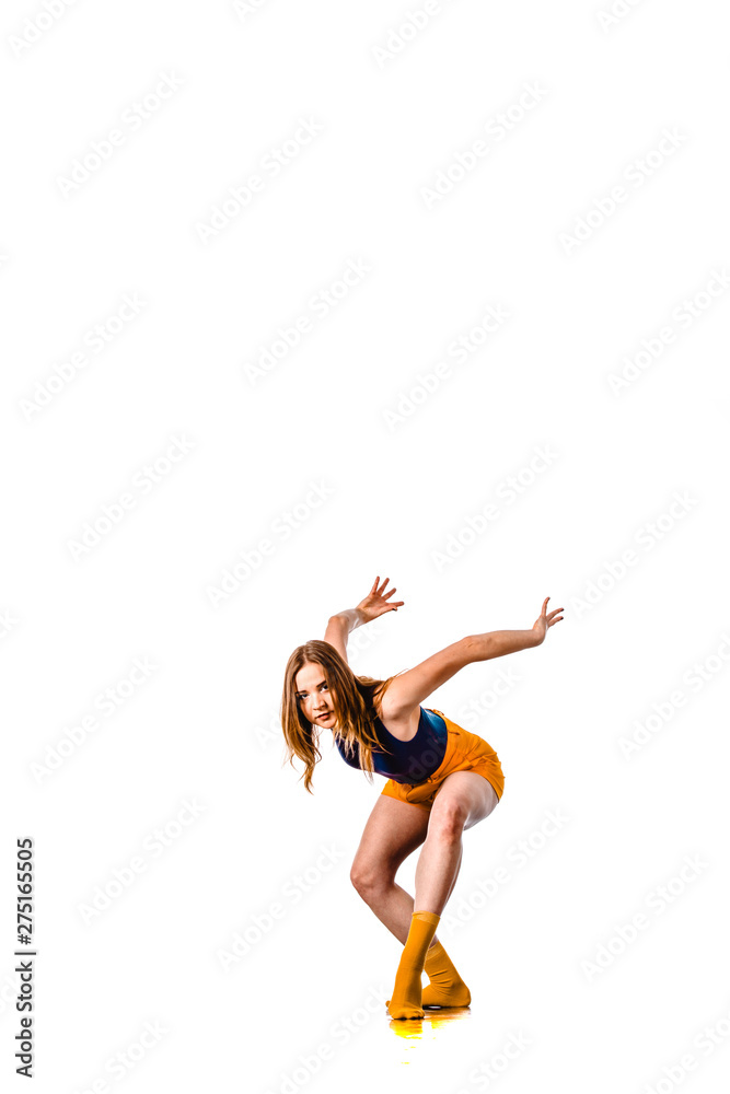 Girl perform dancing isolated on white background Girl perform dancing isolated on white background
