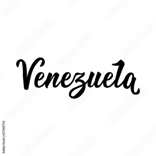 Venezuela. Lettering. Ink illustration. Modern brush calligraphy.