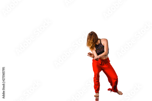 Modern girl standing isolated on white background