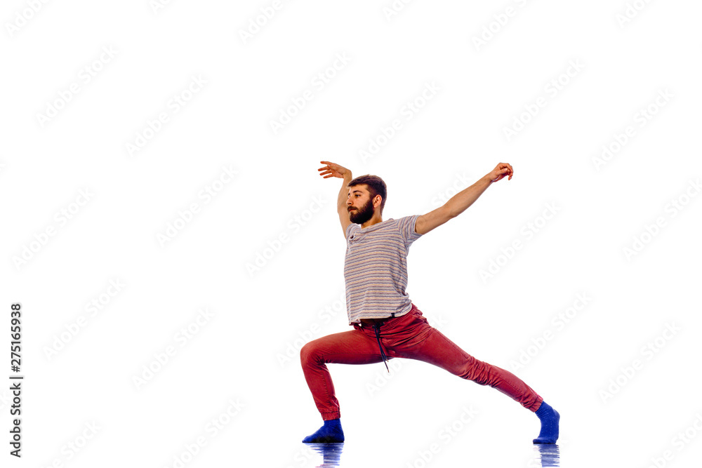 Teenager dancing breakdance in action