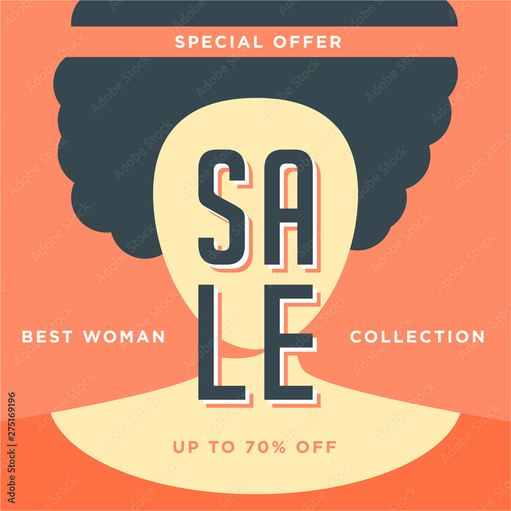 Red woman collection. 70% Big sale special poster offer. Sale banner ...