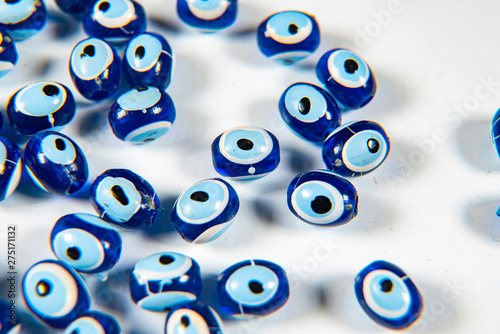 macro shot of evil eye beads  amulet