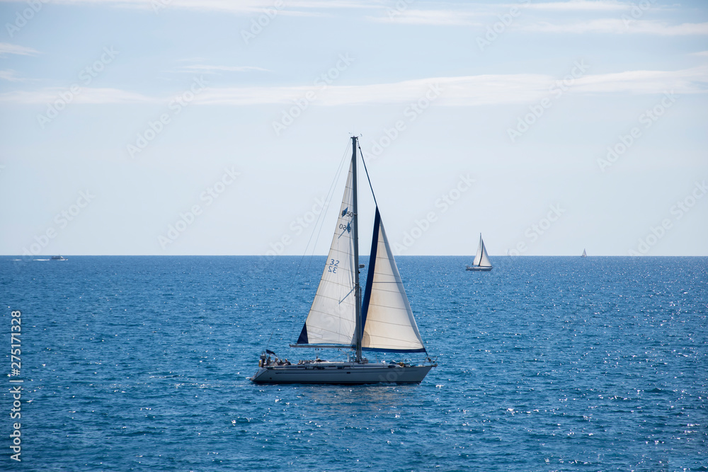 sail boat on the Liguria sea in Italy