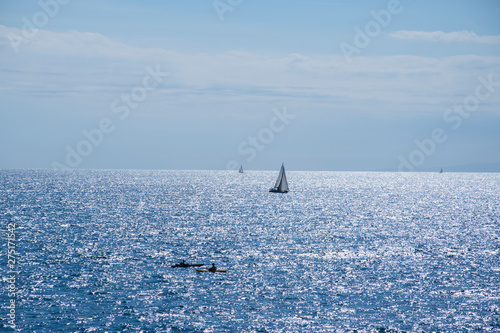 sail boat on the Liguria sea in Italy
