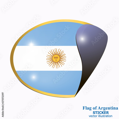 Banner with flag of Argentina. Colorful sticker with flag for web design. Bright banner with white background.