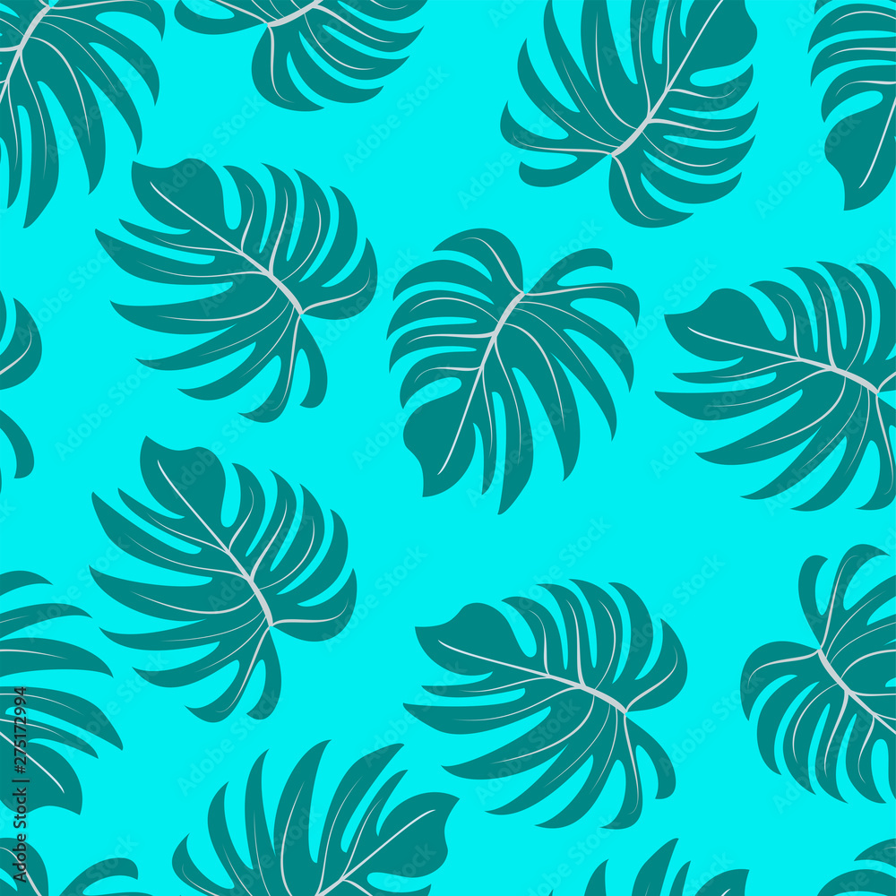 Fototapeta premium Palm trees. Tropical plants seamless pattern. Vector image.