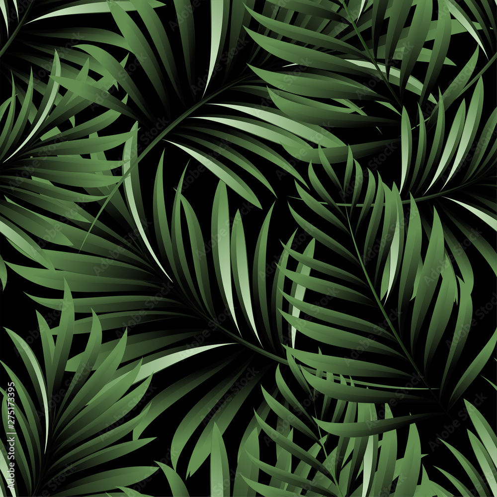 Fototapeta premium Palm trees. Tropical plants seamless pattern. Vector image.
