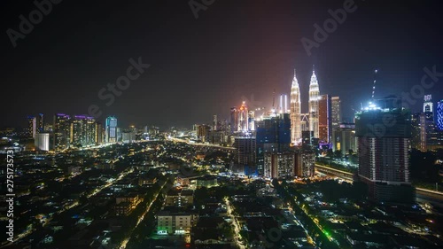 Wallpaper Mural 4k time lapse of from sunset to sunrise, day to night to day at modern city Kuala Lumpur city skyline.  Torontodigital.ca