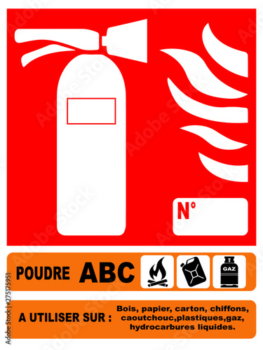 Panneau de signalisation du type d'extincteur a poudre A-B-C