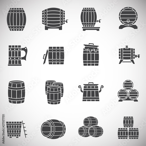 Barrel icons set on background for graphic and web design. Simple illustration. Internet concept symbol for website button or mobile app.