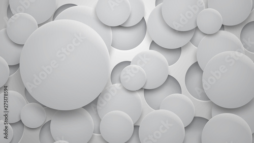 Abstract background of holes and circles with shadows in gray colors