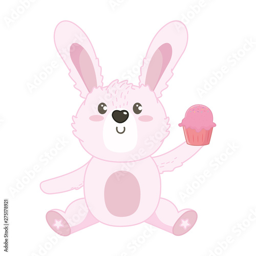 Isolated rabbit cartoon with sweet food design