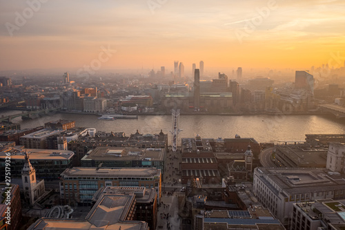 Aerial view of Millennium Bridge , London, United Kingdom