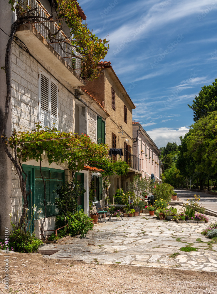 Rustic houses and homes in the coastal town of Novigrad in Croatia