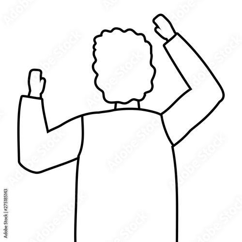 Isolated man seen from behind design
