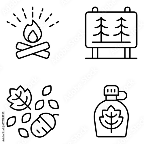 Wilderness Vector Line Icon Set