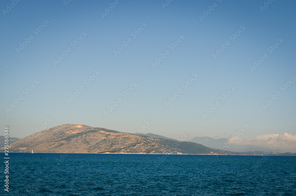 Corfu , Greece  mediteranean sea  during summer  agains blue  clear sky