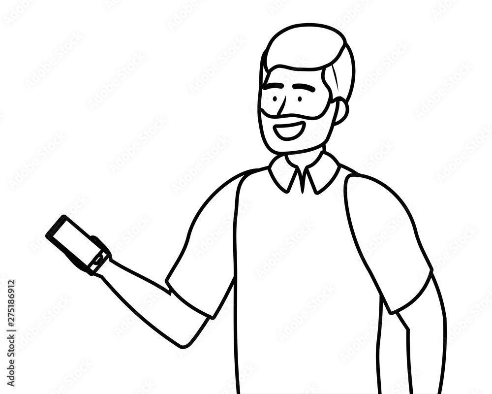 Obraz premium Avatar man with smartphone design