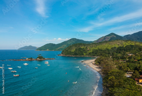 Aerial view of Castelhanos beach in Ilhabela Island  Sao Paulo  Brazil