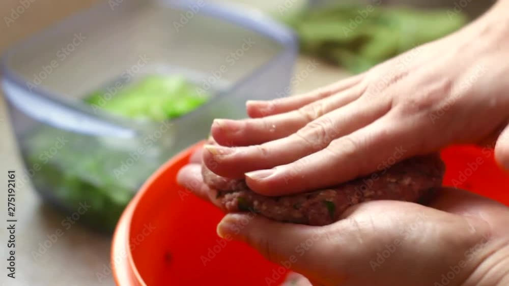 Preparación Carne de hamburguesa comida hecha en casa